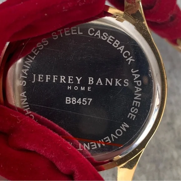 Jeffrey Banks Red Velvet Band Ladies Wristwatch - Picture 4 of 4